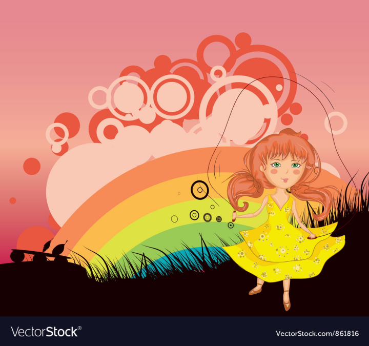 girl,rainbow,cartoon,playing,rope,jump,background,kid,abstract,symbol,decoration,design,ornate,decor,elegant,creative,fake