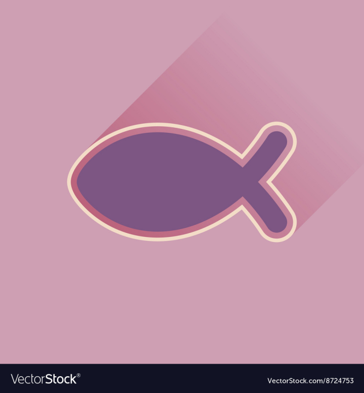 Free: Flat icon with long shadow Christian fish vector image
