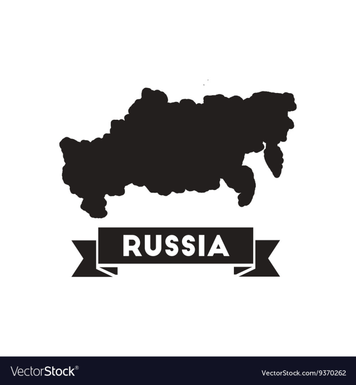 Russia flag map icon, flat style, Stock vector