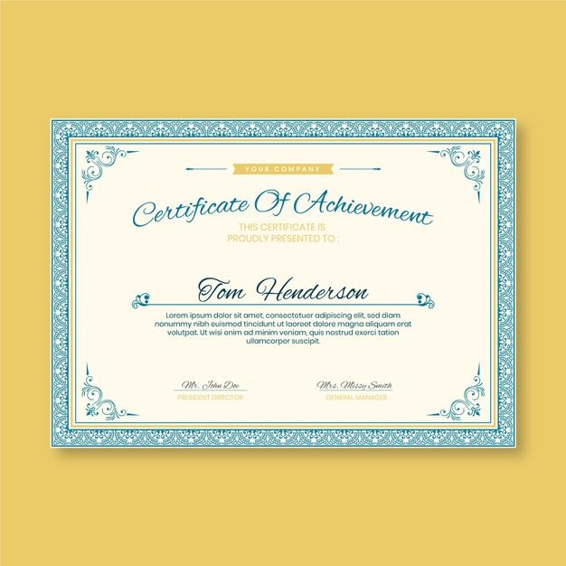 Free: Elegant certificate template achievement Free Vector - nohat.cc