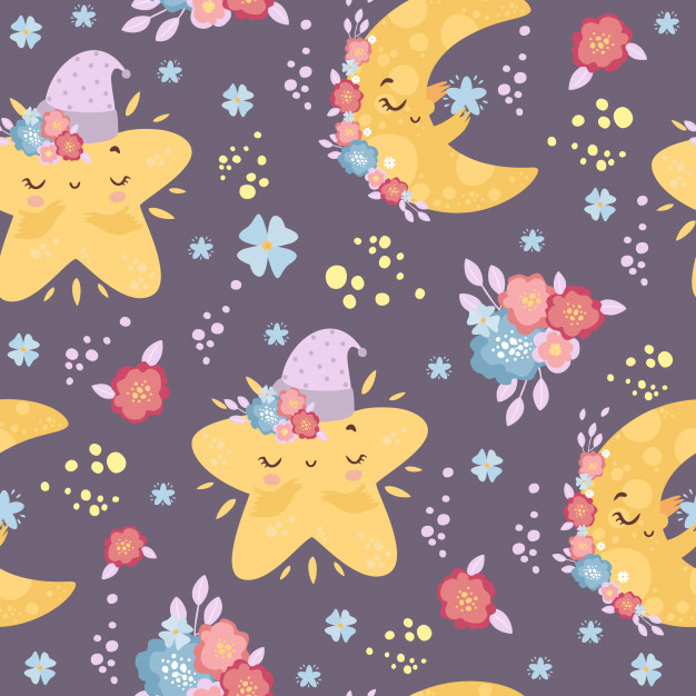 Seamless pattern with color cartoon stars Vector Image