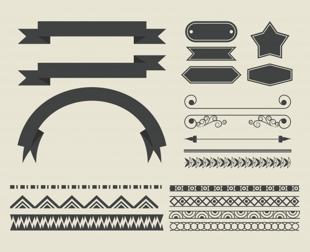 Free Vectors  vintage ribbon decoration set