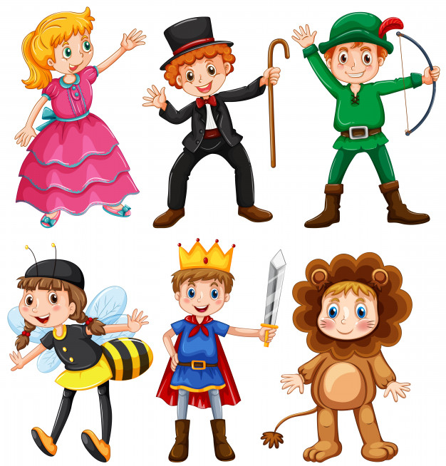 Free: Boys and girls in fancy costumes Free Vector - nohat.cc
