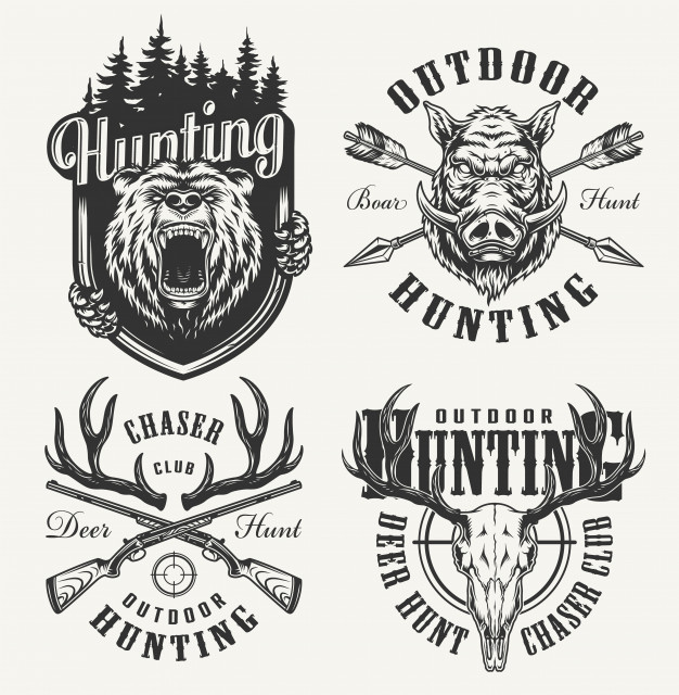chaser,hog,grizzly,inscription,boar,shotgun,monochrome,apparel,wildlife,claw,horn,weapon,wild,hunting,patch,angry,club,outdoor,gun,deer,bear,skull,forest,animal,nature,arrow