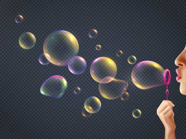 Vector soap bubble. Realistic soap bubble png, glare. Foam bubbles