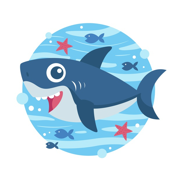 Free: Baby shark in cartoon style concept Free Vector 