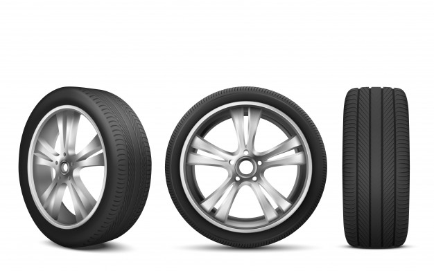 Realistic car tire wheel alloy Royalty Free Vector Image