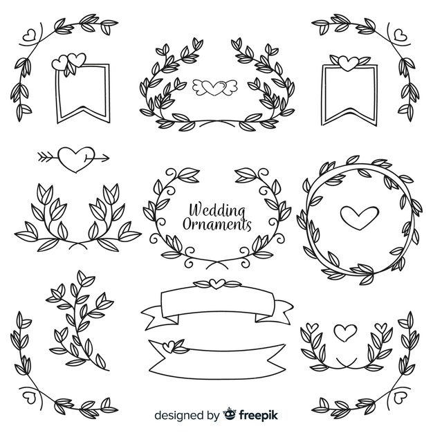 Free: Hand drawn wedding ornament collection Free Vector - nohat.cc