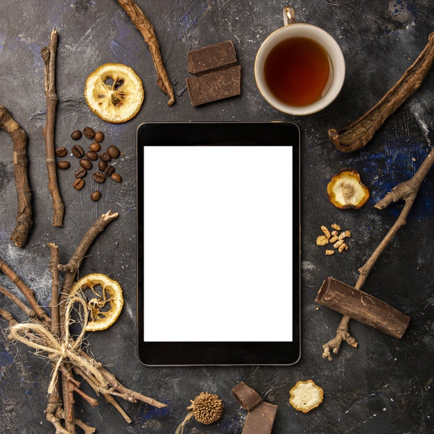 lay,squared,arrangement,cozy,mock,tasty,delicious,beans,concept,top,up,branches,view,ipad,tablet,mock up,flat,tea,coffee,winter,food