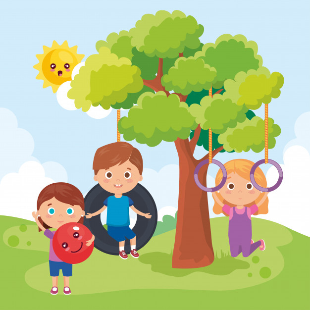 Free: Little kids group playing on the park Free Vector 