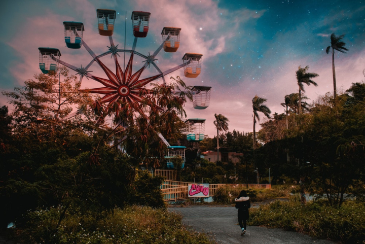 dawn,ferris wheel,ride,sky,taipei,taiwan,theme park