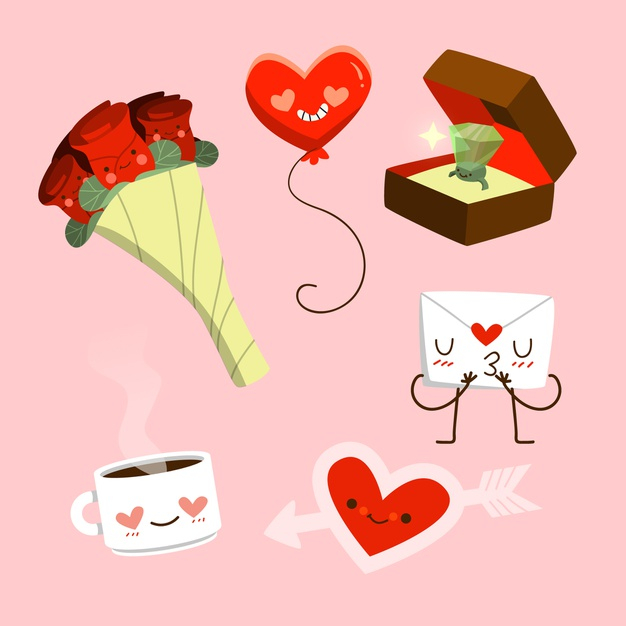 Free Hand Drawn Valentines Day Elements Free Vector Nohatcc 1965