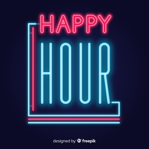 flashy,glowing,hour,shiny,happy hour,bright,glow,symbol,decorative,modern,sign,neon,discount,promotion,happy,color,light,design