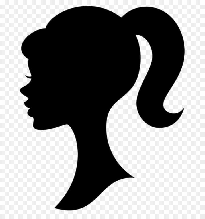 silhouette,barbie,drawing,ken,barbie color  style deluxe styling head,logo,doll,portrait, cartoon,hair,head,blackandwhite,black hair,png