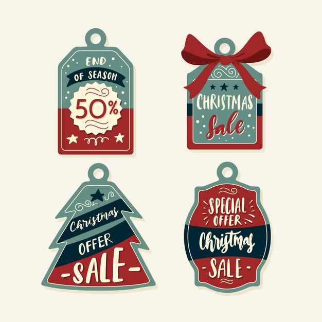 Free: Hand drawn christmas sale tag collection Free Vector 