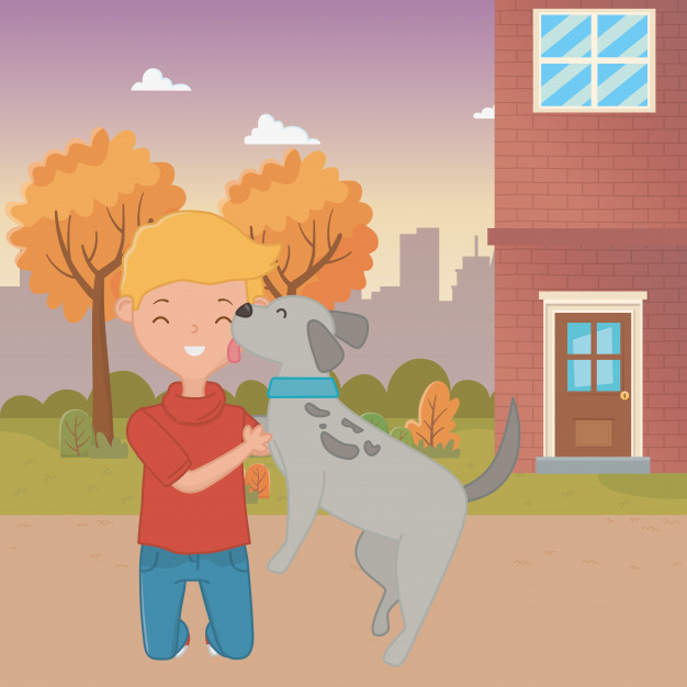 Free: Boy with dog cartoon design Free Vector 