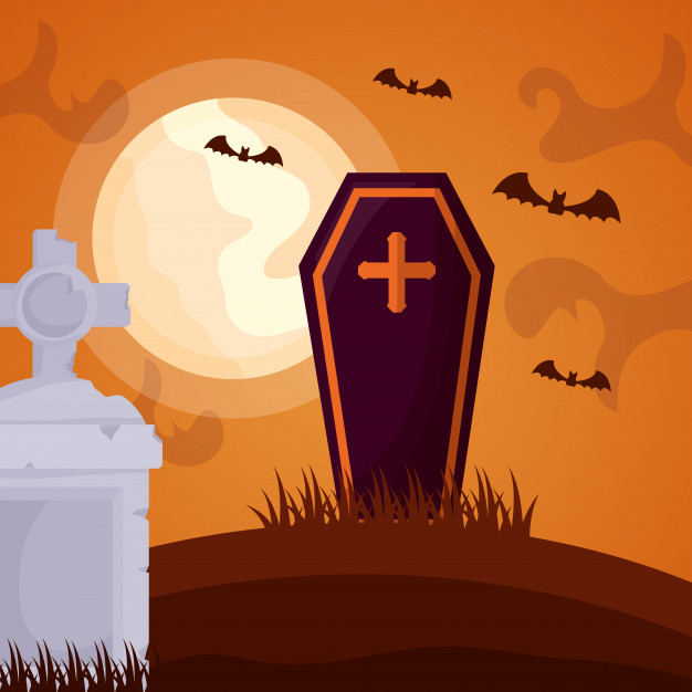 Halloween vampire in the night cemetery Stock Vector by ©stekloduv 85212316