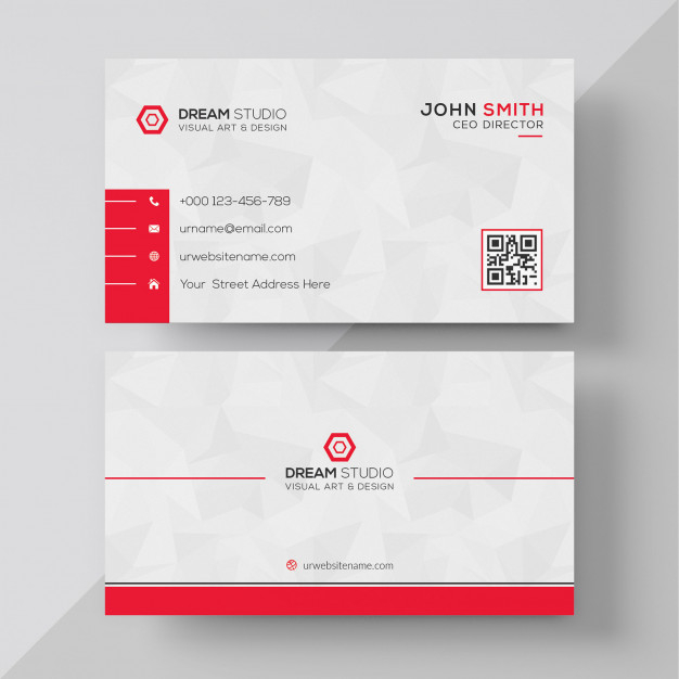 Free: White business card with red details Free Psd 
