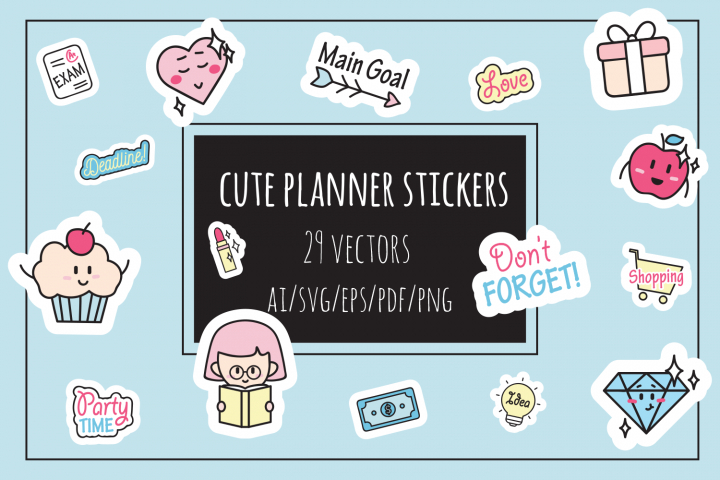 Planner Stickers PNG Transparent Images Free Download, Vector Files