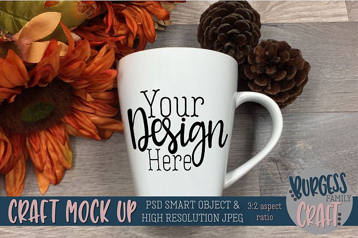 Free: Mug craft Mock up 3-2 aspect ratio Fall themed |PSD & JPEG 
