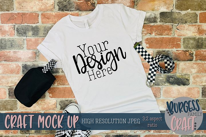 Free: Brick checkered Tshirt Craft mock up | High Res JPG - nohat.cc