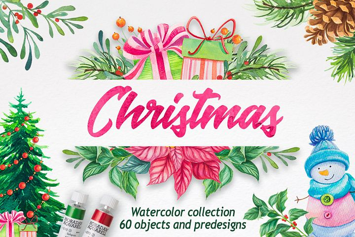 christmas,watercolor christmas,christmas designs,christmas watercolor,designbundles