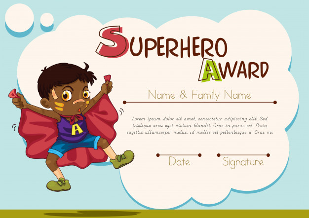 honor,recognition,winning,certification,reward,prize,superhero,boy,award,child,kid,diploma,certificate