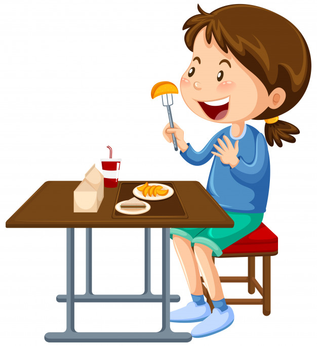 Children eat in school canteen Royalty Free Vector Image