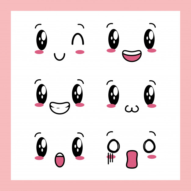 Cartoon faces set. Angry, laughing, smiling, crying, scared and