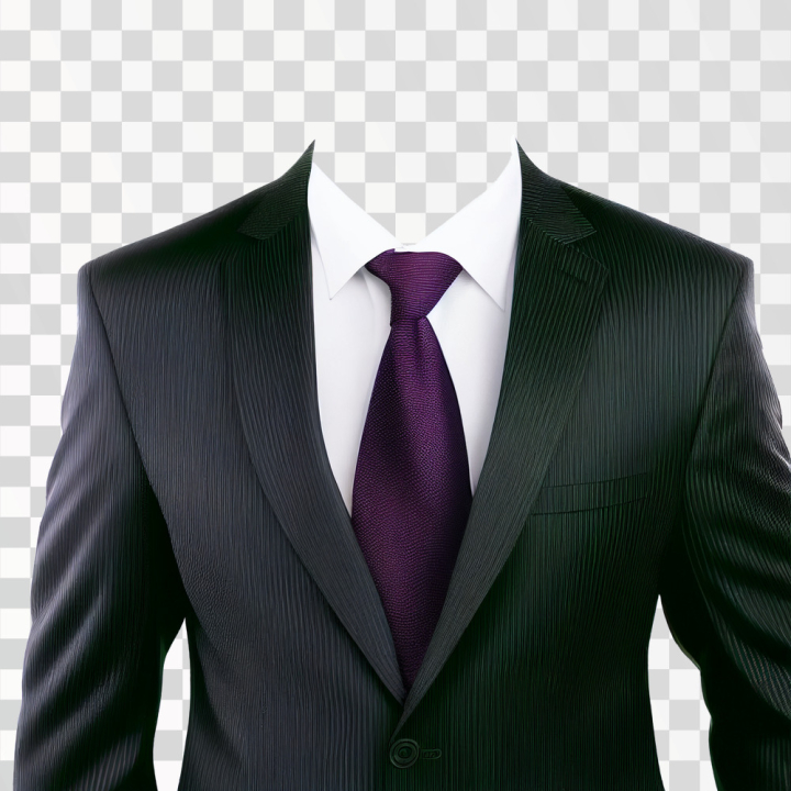 Free: Men Suit Black With A Purple Tie PNG transparent 