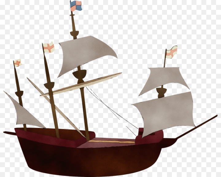 watercolor,paint,wet ink,vehicle,boat,sailing ship,ship,watercraft,caravel,cog,sail,sailboat,galleon,png