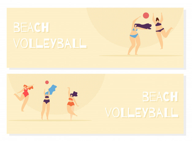 Free: Beach volleyball playing woman body positive. Free Vector