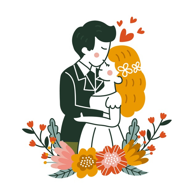 Free Vector  Romantic couple drawing