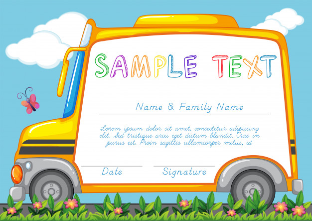 Free: Certificate template with school bus Free Vector 
