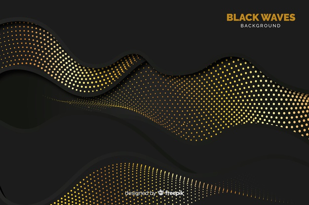 Free: Black waves background with halftone effect Free Vector