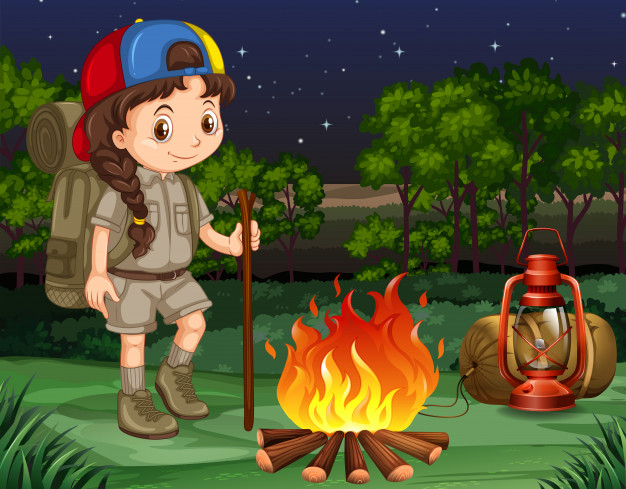 girlscount,adorable,backpacking,outfit,little,pupil,small,childhood,outdoors,standing,smiling,campfire,woods,costume,scene,hiking,scenery,young,dark,lantern,youth,clothing,environment,camping,night,child,kid,happy,cute,forest,student,fire,girl,nature