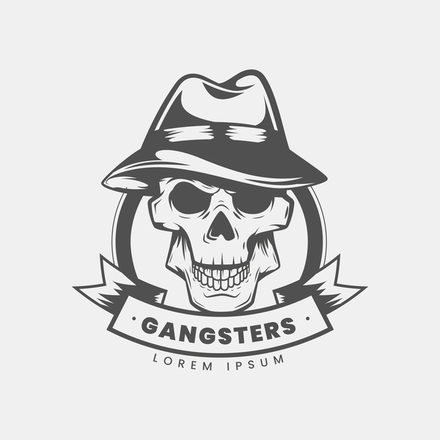 Free: Retro gangster mafia logo with skull Free Vector 