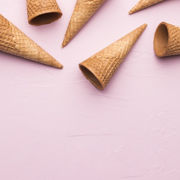 Blank Crispy Ice Cream Cone In Glass Container Stock Photo