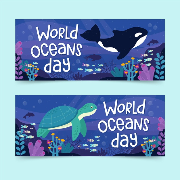 world oceans day,oceans,set,ecosystem,collection,drawn,day,protection,marine,underwater,draw,ecology,environment,drawing,event,hand drawn,world,fish,sea,nature,template,hand,banner