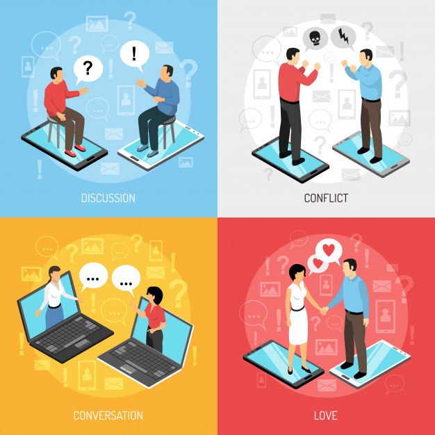 Online speaking concept chatting with friends Vector Image