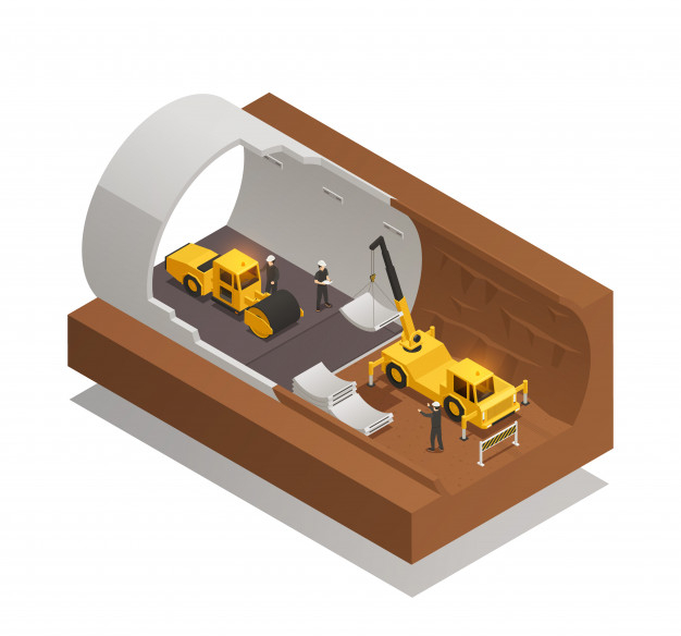 preparing,preparation,digging,drilling,boring,composition,underground,tunnel,machinery,rail,equipment,station,platform,collection,metro,tube,subway,track,highway,structure,vehicle,engine,ground,professional,industrial,project,machine,engineering,worker,process,isometric,construction,road,building