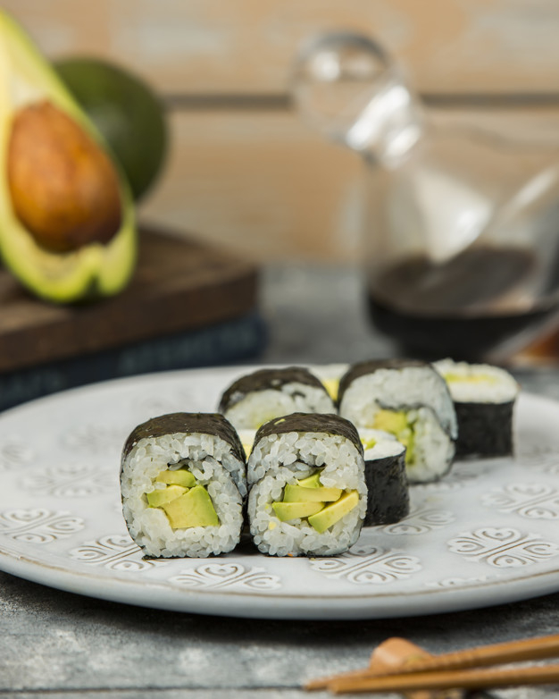 Free Close Up Of Avocado Maki Rolls Plate Free Photo Nohat Cc