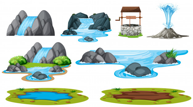 isolated,swamp,landscapes,stream,clipart,mud,set,scene,clip,waterfall,lake,element,outdoor,picture,island,river,stone,environment,natural,drawing,rock,spring,art,grass,landscape,forest,sky,mountain,cartoon,blue,nature,green,summer,water,background