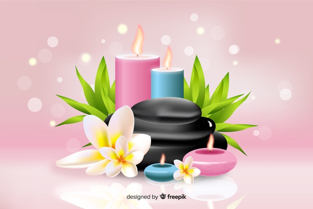 Free: Realistic spa background with candlelight on pink background Free  Vector 