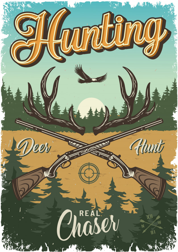 Free: Vintage hunting colorful template Free Vector - nohat.cc