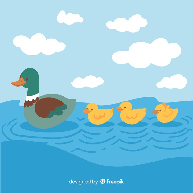 Free: Mother duck and ducklings cartoon concept Free Vector 