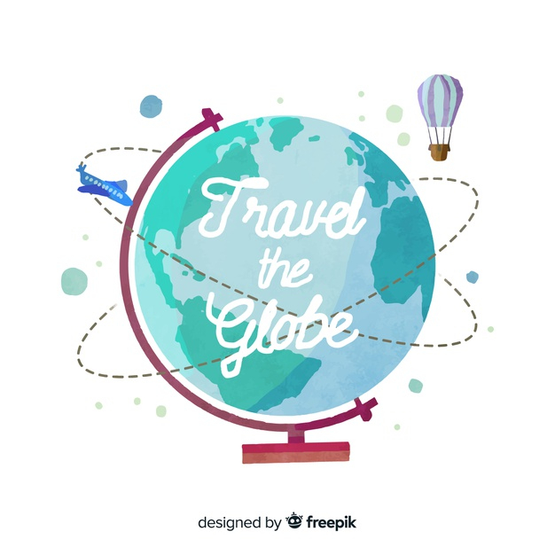 globe earth,hotair,touristic,hotair balloon,vegetation,exotic,worldwide,baggage,traveler,traveling,journey,holidays,trip,vacation,tourism,natural,plant,tropical,balloon,leaves,airplane,earth,globe,world,nature,leaf,travel,watercolor,background
