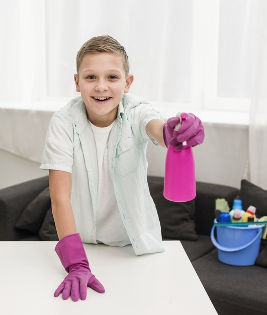 medium shot,errand,front view,domicile,rubber gloves,chore,medium,cleansing,duty,cleaning products,residence,front,vertical,smiling,rubber,household,shot,task,gloves,bucket,products,view,washing,cleaning,boy,smile,home,house