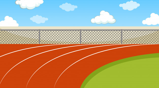 Free: Scene with running track and green field Free Vector 