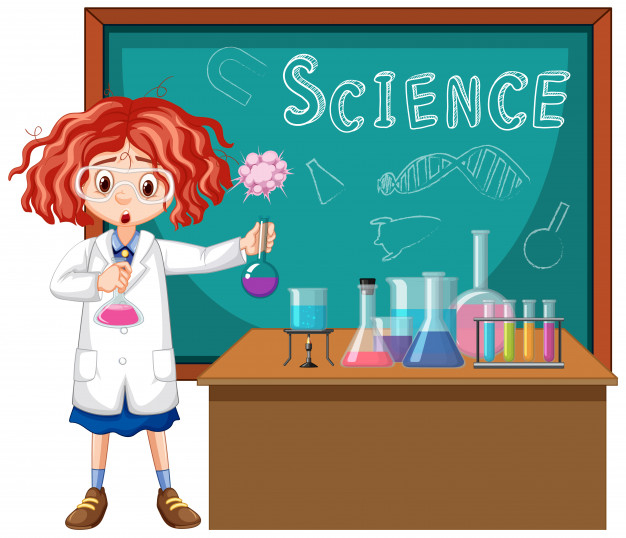 cartoon girl science teacher